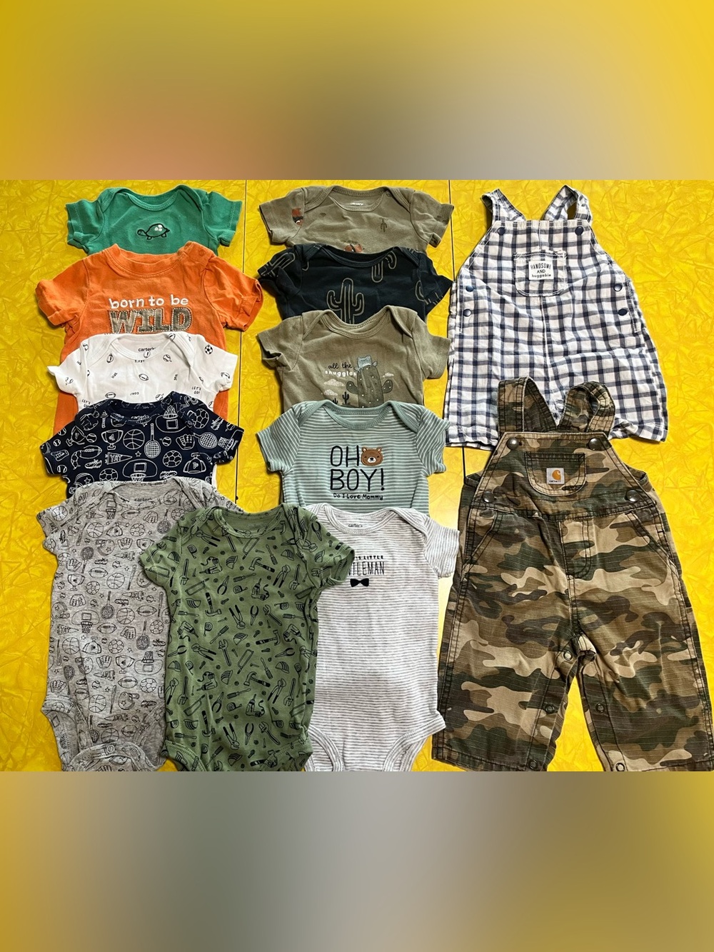 Boy’s 6 Months Short Sleeve Bodysuits and Overalls Lot